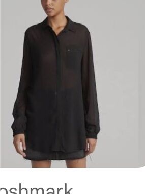 Rag & Bone semi sheer black blouse